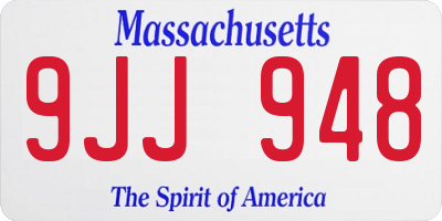 MA license plate 9JJ948
