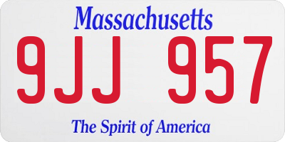 MA license plate 9JJ957