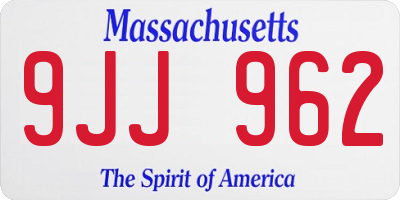 MA license plate 9JJ962