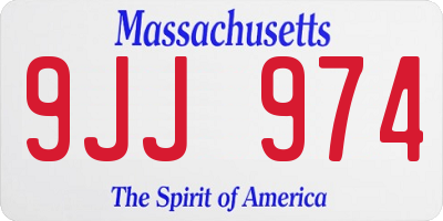 MA license plate 9JJ974