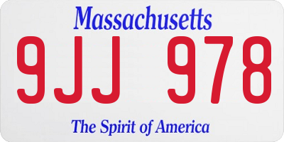 MA license plate 9JJ978
