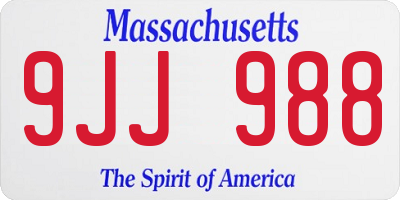 MA license plate 9JJ988