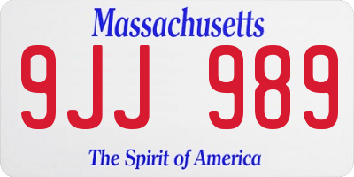 MA license plate 9JJ989