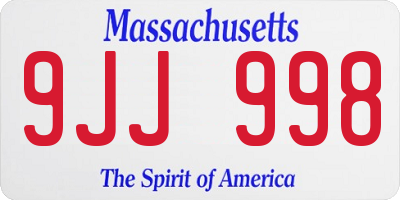 MA license plate 9JJ998