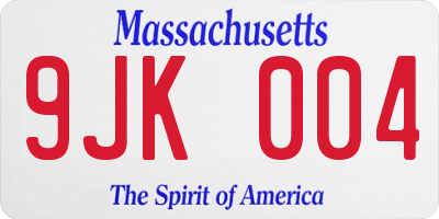 MA license plate 9JK004