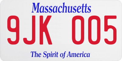 MA license plate 9JK005