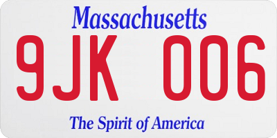 MA license plate 9JK006