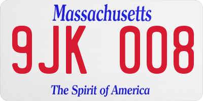 MA license plate 9JK008