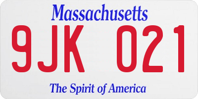 MA license plate 9JK021