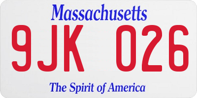 MA license plate 9JK026