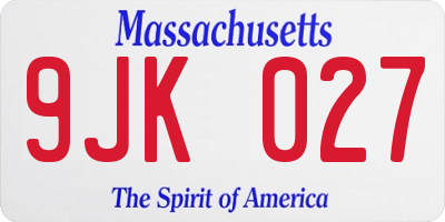 MA license plate 9JK027