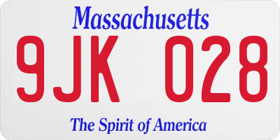 MA license plate 9JK028
