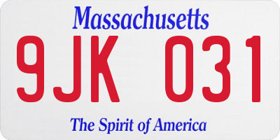 MA license plate 9JK031