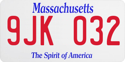 MA license plate 9JK032