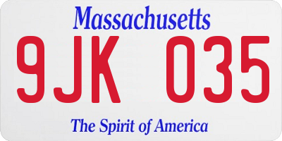 MA license plate 9JK035