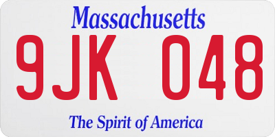 MA license plate 9JK048