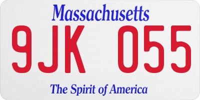 MA license plate 9JK055