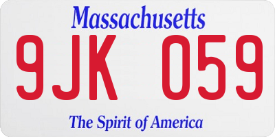 MA license plate 9JK059