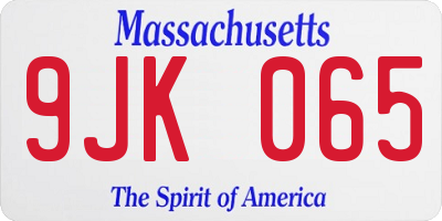 MA license plate 9JK065