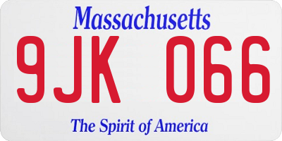MA license plate 9JK066