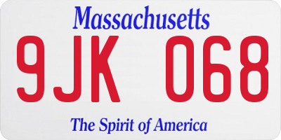 MA license plate 9JK068
