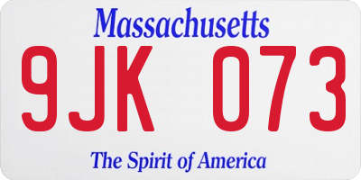MA license plate 9JK073