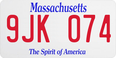 MA license plate 9JK074