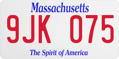 MA license plate 9JK075