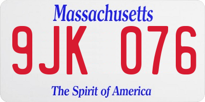 MA license plate 9JK076