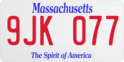 MA license plate 9JK077