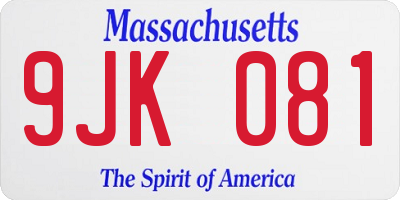 MA license plate 9JK081