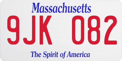 MA license plate 9JK082