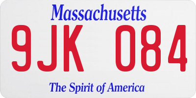 MA license plate 9JK084