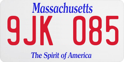 MA license plate 9JK085