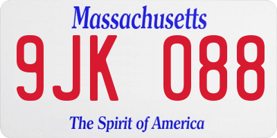 MA license plate 9JK088