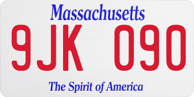 MA license plate 9JK090