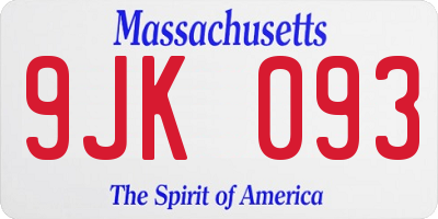 MA license plate 9JK093