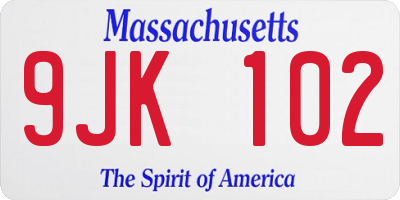 MA license plate 9JK102