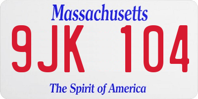 MA license plate 9JK104