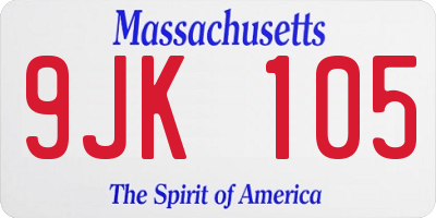 MA license plate 9JK105