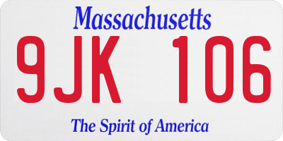 MA license plate 9JK106