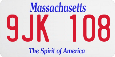 MA license plate 9JK108