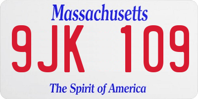 MA license plate 9JK109