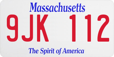MA license plate 9JK112