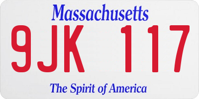 MA license plate 9JK117