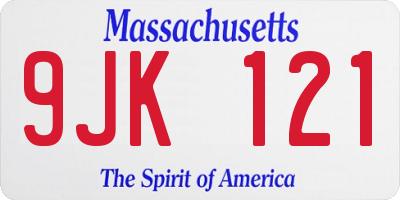 MA license plate 9JK121