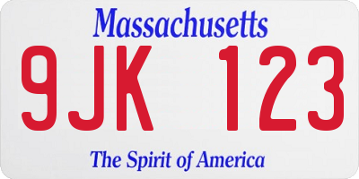 MA license plate 9JK123