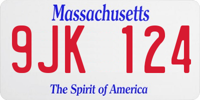 MA license plate 9JK124