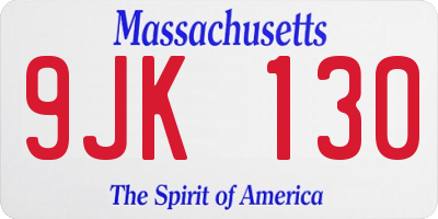 MA license plate 9JK130