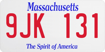 MA license plate 9JK131